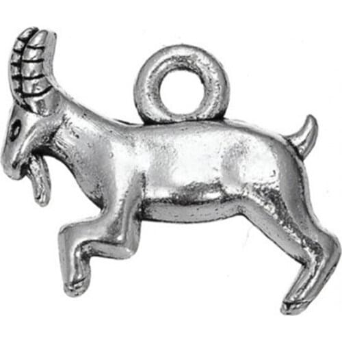 Antique Silver Plated Billy Goat Capricorn Charms DIY Nature Jewelry Making for Bracelet or Necklace