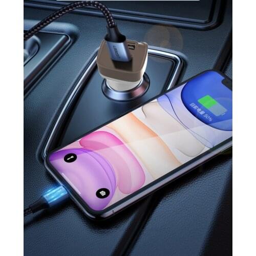 USB Car Charger fast charging 4.8ausb output suitable for 12-24V voltage, suitable for iPhone Xiaomi mobile phone