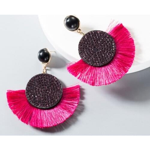 Free Shipping HER027 50Pairs/lot 7 x 7.5 CM Tessel Earrings W Rhinestones Inlay Ear Nail Fashion Earrings Women Wearing Jewelry