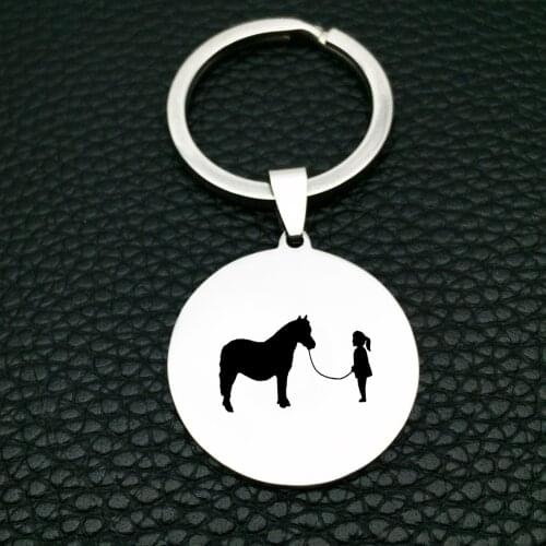Lovely Gril Keychain Mini Horse Disc Keychains Jewelry for Men and Women Drop Shipping YP7356