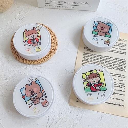 Milk tea girl Contact Lens Case with mirror Cute bear Cartoon lens container Portable travel Lnes Case Gift For Girl