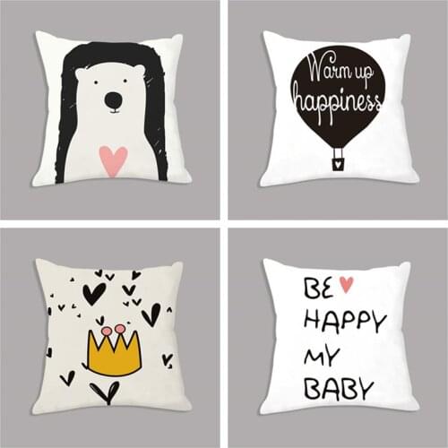 Nordic Decorative Cushion Cartoon Bear Balloon Minimalism Seat White Cushion Throw Pillow 45x45cm Sofa Kids Room Decoration
