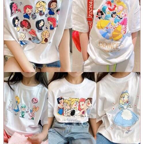 Kids Summer Clothes for Girls Cartoon Elsa Mermaid Snow White T Shirt Kawaii Clothing Princess T Shirt Girls Shirts Tees 3-12y