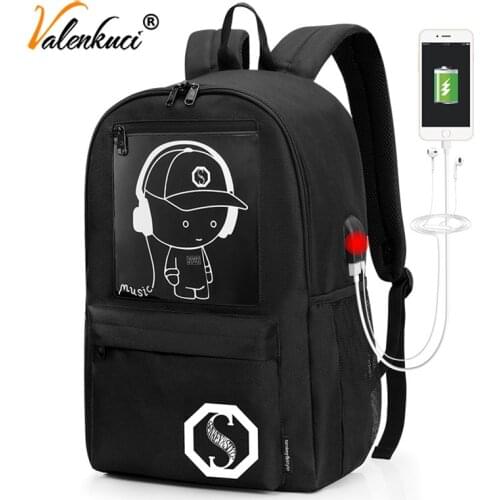 Mens Backpack USB Chargeable Password Anti-theft Backpacks Music Voice-activated Backpack Large Travel Backpack Bag Student Bag