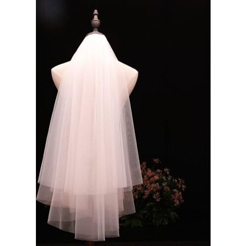 In Stock New 2020 Multi Layers Ivory/White 1.5 m Wedding Dresses Bridal Veils Tulle Bride Veils Free Shipping