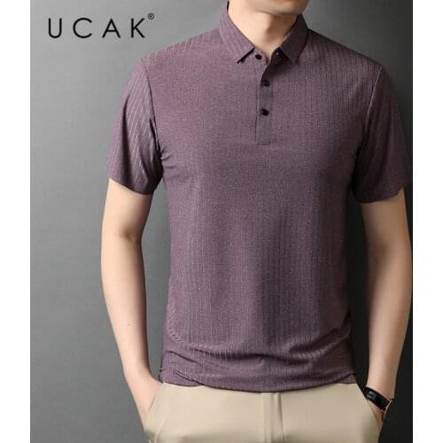 UCAK Brand Classic Striped Turn-down Collar Short Sleeve T-Shirts Summer New Streetwear Tops Casual Cotton T Shirt Homme U5563