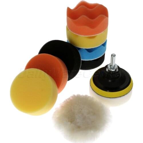 11Pcs 3inch 80mm Buffing Sponge Polishing Pad Hand Tool Kit For Car Polisher Compound Polishing M10 M14