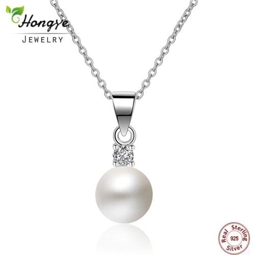 Hongye 2020 Classic Simple 925 Sterling Silver Chain Natural Pearl Necklace for Women Pendant Jewelry Necklace For Gift