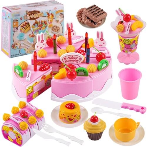 Pretend Play Set Plastic Food DIY Cake Toy Cutting Fruit Vegetable Food Desserts Party For Children Educational Gift GYH