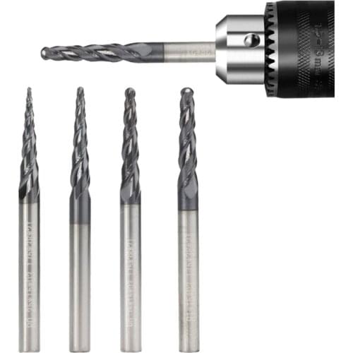 39XA Tapered Ball Nose End Mill 3.175mm Shank Carbide Wood Engraving Bit Router Bit Milling Cutter R0.25/0.5/0.75/1.0