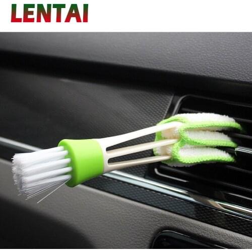 LENTAI 1Pc Car Double-head Cleaning Brush Tool For Volkswagen polo golf 4 5 6 VW Passat B5 B6 B7 Touran Skoda Octavia A7 2 Rapid
