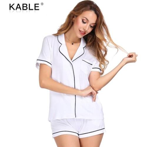 Summer casual shorts short-sleeved two-piece modal lapel cardigan pajamas set