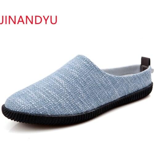 Flax Casual Shoes Man Half Slippers Fashion Men Loafers Shoes Soft Light-weight Summer Shoes Mens Slipper Hombre Zapatillas