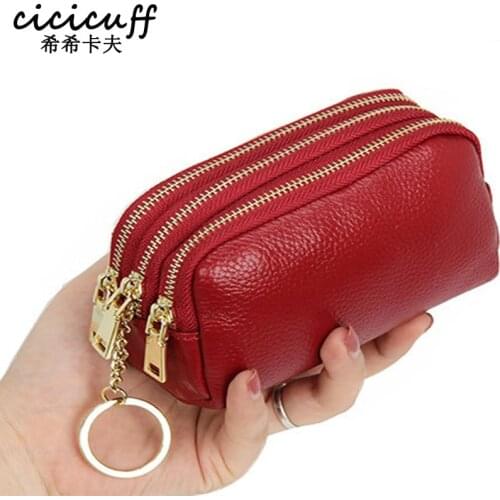 Fashion Short Coin Purse Women Genuine Leather Female Money Wallet Casual Coin Purses Card Holder Girls Clutch Zipper Coin Bag