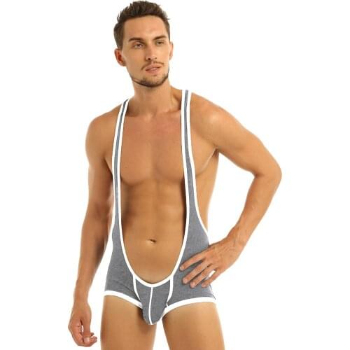 Men Bodysuit Sexy Lingerie Porno Bugle Pouch Boxer Shorts Body Erotic Costumes Jumpsuit Wrestling Suspenders Singlet Underwear