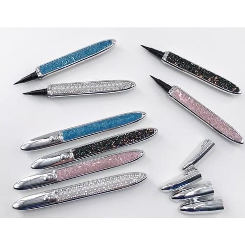 Wholesale Sliver Waterproof Eyeliner Pen Black Liquid Color Eyeliner Self-adhesive Pen Custom Private Label Eye Liner 1Pcs Pen