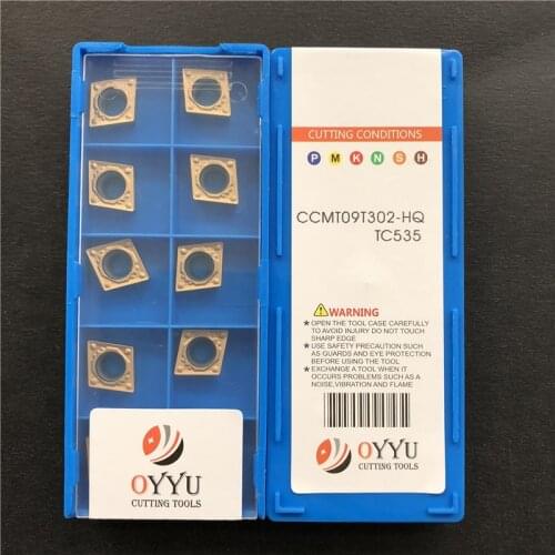 OYYU 10pcs CCMT 09T302 CCMT09T302-HQ TC535 coating Cermet Processing Cast Iron Steel Carbide Inserts Lathe Tools Turning Tool