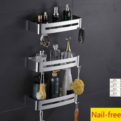 Bathroom Shelves Kitchen Shelf Corner Shelf Wall Mounted Aluminum Two Installation Methods of Nailing or Nail-free