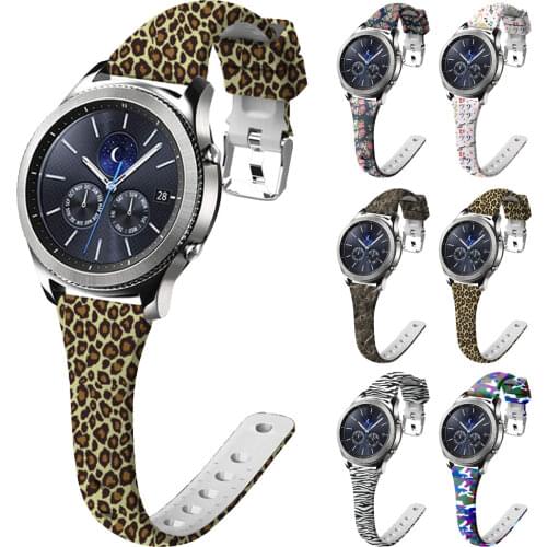 Universal 22mm Narrow Side Watch Band Men Women Floral Leopard Print Silicone Smart Mechanical Watchbands Bracelet Strap