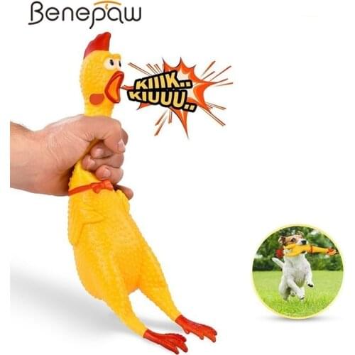 Benepaw Rubber Screaming Chicken Toy Dog Safe Interactive Squeaky Dog Toys Pet Novelty Funny Sound Puppy Supplies Small Large