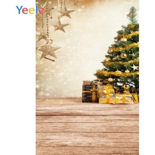Christmas Tree Star Gift Glitter Wooden Floor Home Decor Backdrop Photography Custom Photographic Background For Photo Studio