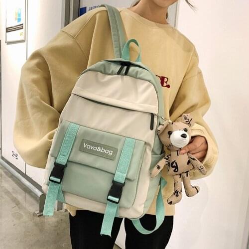 Teenager Girls Backpack with Cute Pendant Students Bookbag Women Travel Shoulder Bag Mochila Feminina Laptop Bagpack School Bags