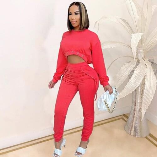 Casual Sporty 2 Piece Sets Womens Outfits Matching Sets Long Sleeve O-neck Crop Tops and Pants Suits Fitness Joggers Tracksuit