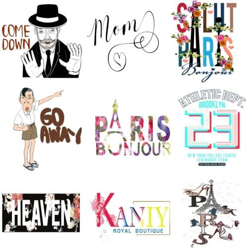 Iron on Transfer for Clothing Thermo-stickers for Children Diy Letter Patches Appliques Pvc Textile Vinyl Stripes Punk Clothes J