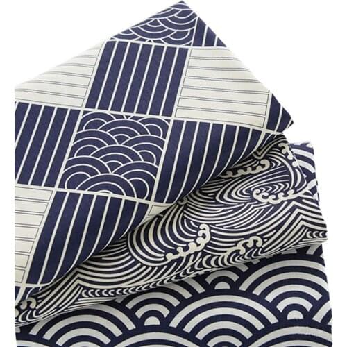 50*160cm Japanese Cotton Fabric Meter Brocade Geometric Wave Patchwork Quilt Sewing Japonesas Textiles Telas Costura Felt Tilda