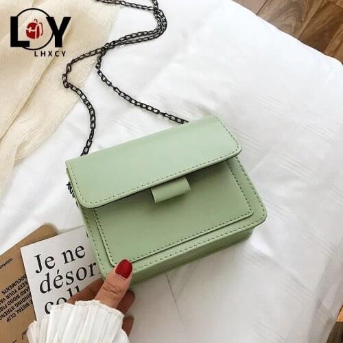 Lhxcy Summer Pu Leather Chain Crossbody Bags For Women 2021 High Quality Simple Waterproof Luxury Brand Handbag New Shoulder Bag
