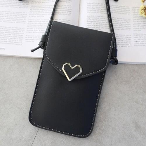 Women Bag For Phone Transparent New Women Coin Purse Cross Shoulder Bag Girls Cute Phone Bags Mini Heart Type Hasp Mobile Pouch