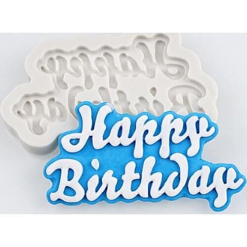 1PC 3D Happy Birthday Brand Fondant Silicone Mold Candle Sugar Craft Tool Chocolate Cake Mould DIY Baking Decorating Tools