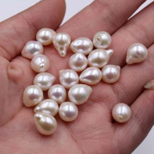 1PC 9-12MM Half Drilled Water Drop Beads DIY for Earrings Pendants Shiny Baroque Pearls Elegant Natural Freshwater Pearl Beads