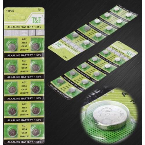 2021 New 10PCS Alkaline Battery AG7 1.55V Button Coin Cell Watch Batteries LR927 LR57 SR927W 399 GR927 395A