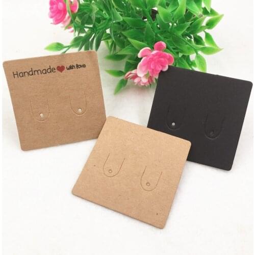 100pcs 5x5cm Mini kraft paper Earrings card handmade cute jewelry display card square display packaging card
