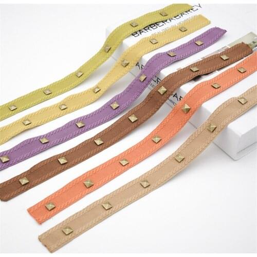 12M/Lot 2.5cm Wide Metal Rivet Lace Trim Lamp Sofa Cushion Edge Decor Tapestry Curtain Accessories Tassel Fringe Ribbon Belt DIY
