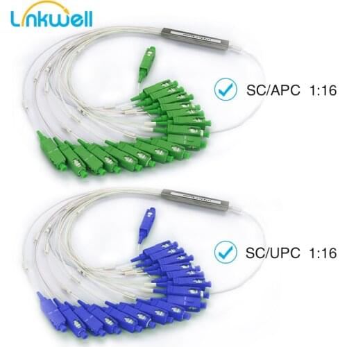1x16 High Quality 10pcs/Lot PLC SC/APC SM 0.9mm Steel Tube FTTH Fiber Optic PLC Splitter 1m SC APC Connector 1:16 Connector