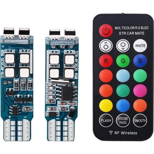 2Pcs/set T10 Canbus RGB Led Light Atmosphere Lamp Wireless Remote Controller W5W 194 RGB LED Car Side Marker Lamp Position Light