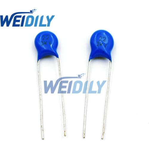 100PCS/LOT 3KV 220 22PF High Voltage Ceramic Capacitors DIP Capacitance 3000V 22pf