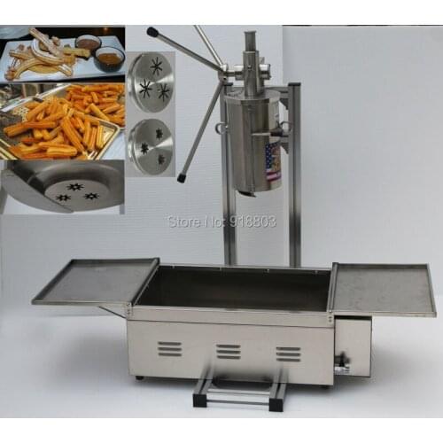 3 in 1) 5L Manual 3 Solid Holes Churros Maker Machine with Cutter + Working Stand + 25L 220v Electric Deep Fryer