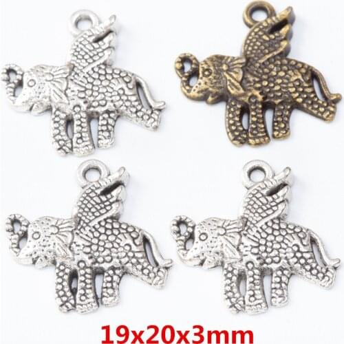 35 pieces of retro metal zinc alloy elephant pendant for DIY handmade jewelry necklace making 7511