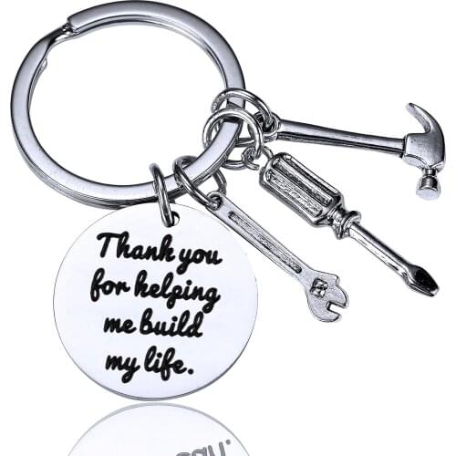 36PC Thank You For Helping Me Build My Life Keychains Hammer Wrench Repair Tools Keyrings Dad Father Teachers Key Chains Gifts
