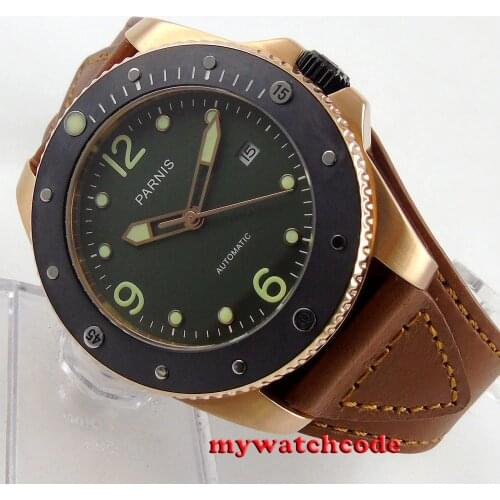 43mm Parnis green dial Sapphire Glass ceramic bezel Automatic mens Watch P594