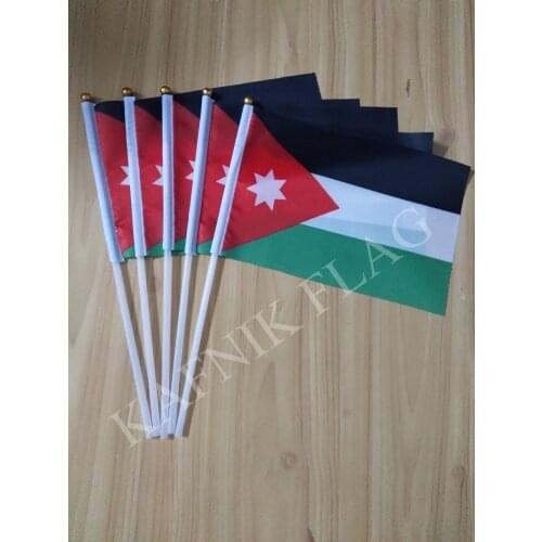 KAFNIK,5pcs 14*21cm Jordan hand flag National hand Flag with Pole for advertisement decoration, free shipping