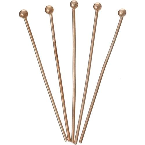 8SEASONS Copper Head Pins Ball rose gold color 3cm long,0.7mm(21 Gauge),300PCs (B35629)