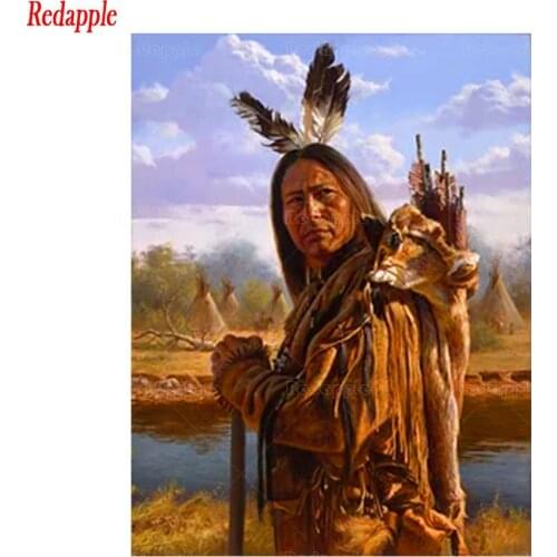 Diamond embroidery Hot selling home art, retro Indians full square round drill diamond painting 5d diy mosaic home decoration