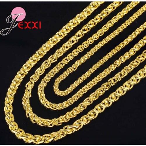 Stylish Fashion Jewelry Men Women Necklace 925 Sterling Silver and Gold Color Twisted Rope Chain Rock Hip Hop Jewelry Top Sale