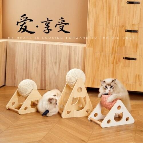 Cat Grabbing Board Cat Grabbing Ball Wooden Small Cat Climbing Frame Grinding Claw Frame Sisal Non Chip Treadmill Cat Toy Pet