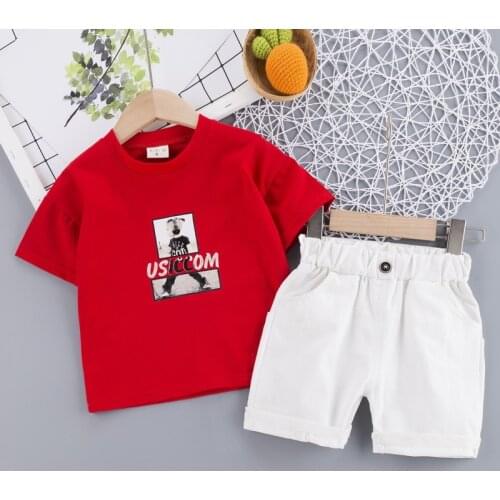 Childrens Sets Summer Baby Print Short-Sleeved T-Shirt Kids 2021 Summer Boys And Girls Half-Sleeved Shirt Shorts