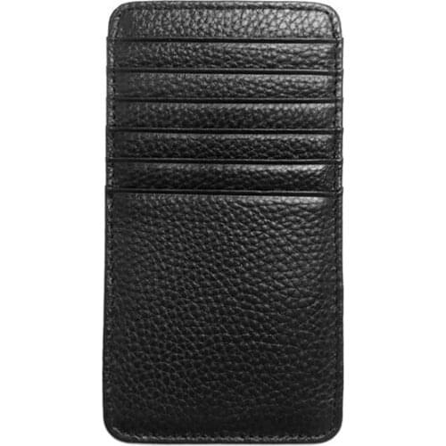 Long Double-Sided Round Corner Genuine Leather Card Holder Simple 12 Card Wallet Unisex Credit ID Business Card Cover Money Bag